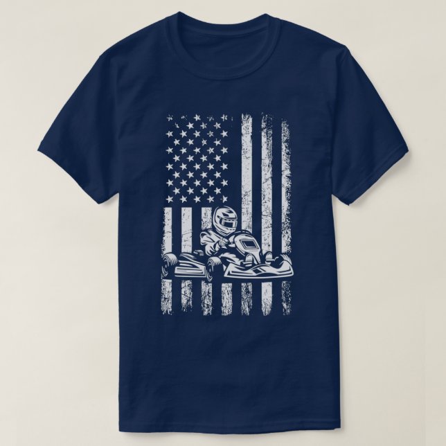 Camiseta bandera de gokart estadounidense go kart racing Cl (Diseño del anverso)