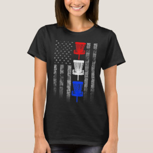 Camiseta Bandera de golf de disco azul y blanco rojo de dos