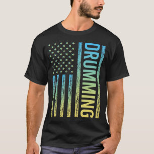 Camiseta Bandera de gradiente Batería Baterista Tambor Tamb