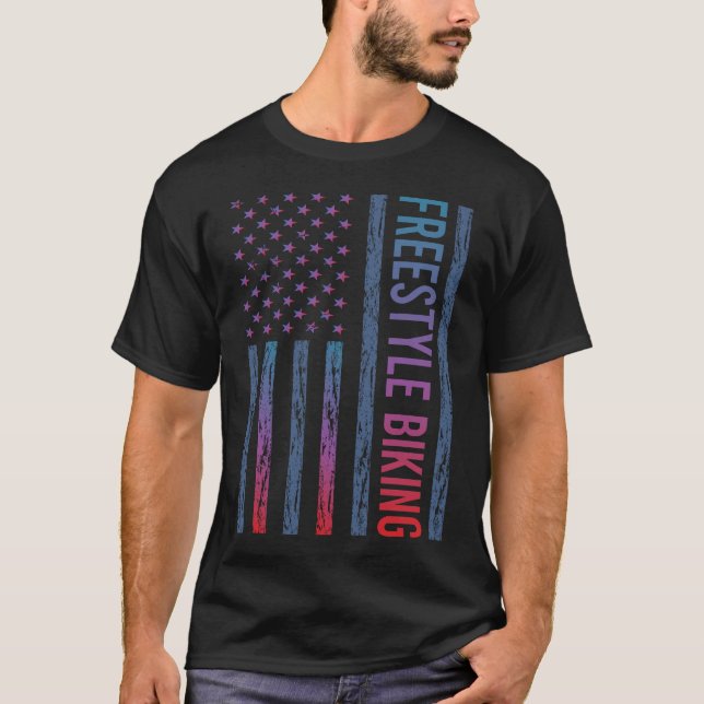 Camiseta Bandera de gradiente de ciclismo de freestyle (Anverso)