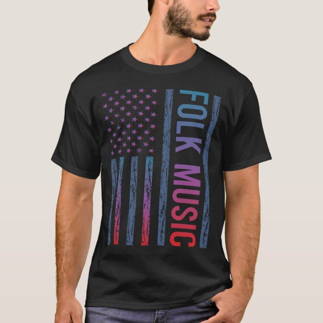 Camiseta Bandera de gradiente Música Folk (Anverso)