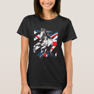 Camiseta Bandera de Gran Bretaña Caballo Equitación Deporte