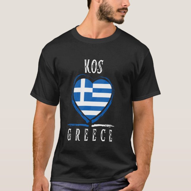 Camiseta Bandera de Grecia Corazón Ciudad de Kos (Anverso)