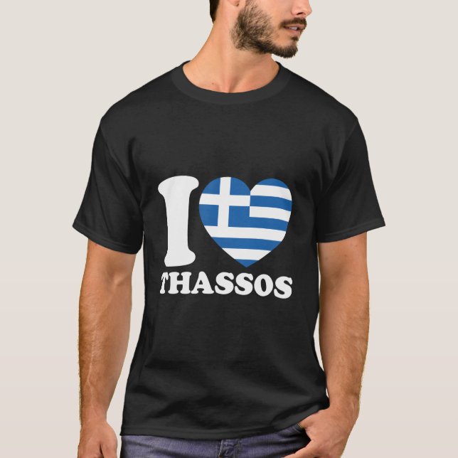 Camiseta Bandera de Grecia Thassos viajan Thassos Mapa que  (Anverso)