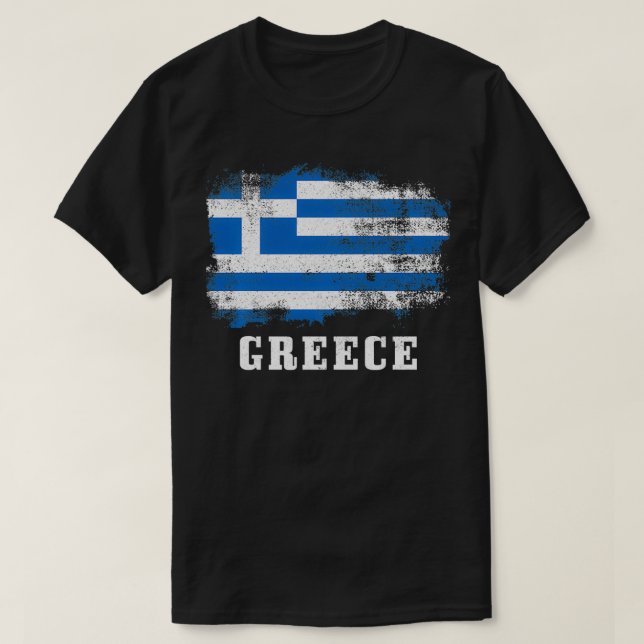 Camiseta Bandera de Grecia Vintage Lluvia del Orgullo Grieg (Diseño del anverso)