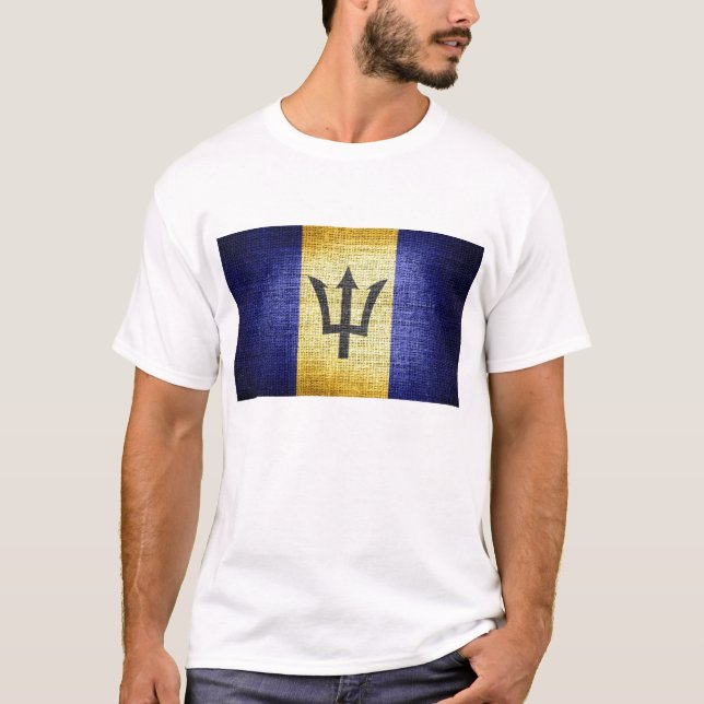 Camiseta Bandera de Grunge Barbados (Anverso)