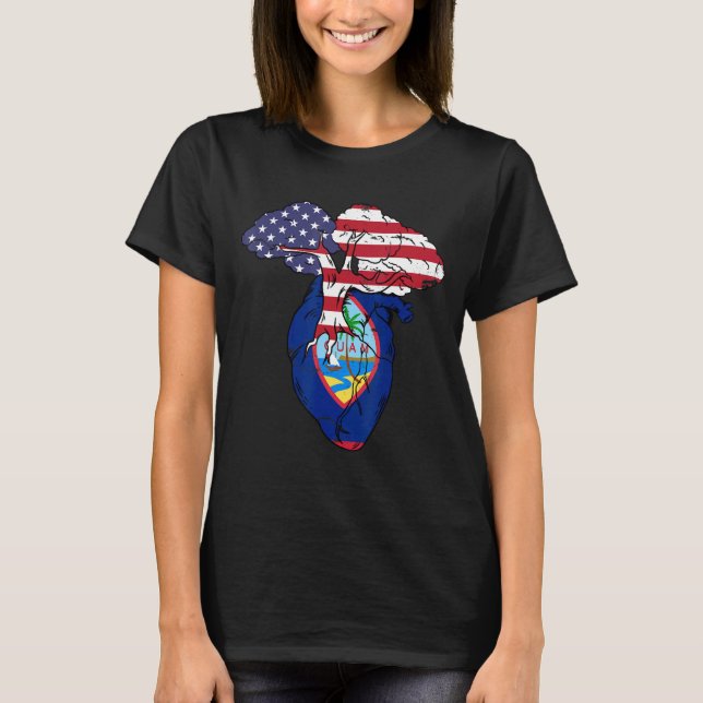 Camiseta Bandera de Guam Corazón del Orgullo Guam (Anverso)