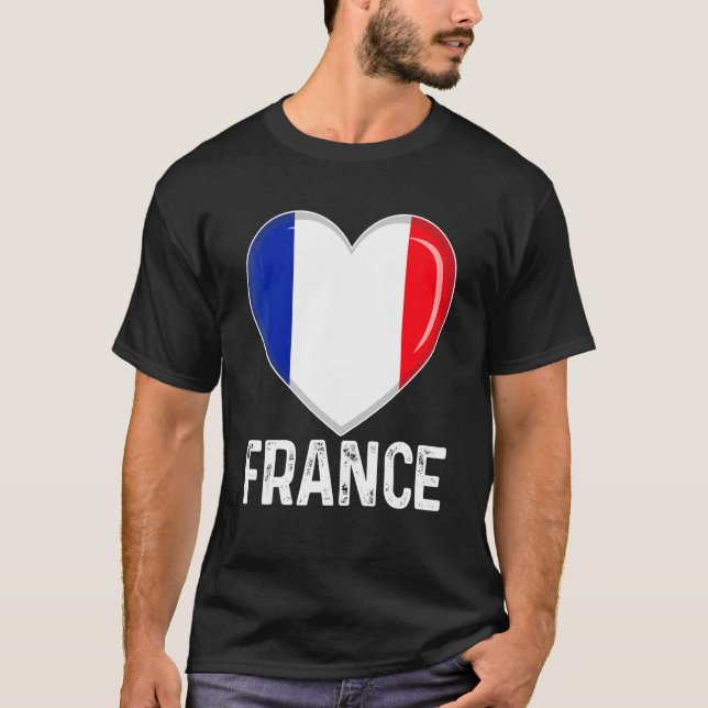 Camiseta Bandera de Guay Heart France Hombres Mujeres Hombr (Anverso)