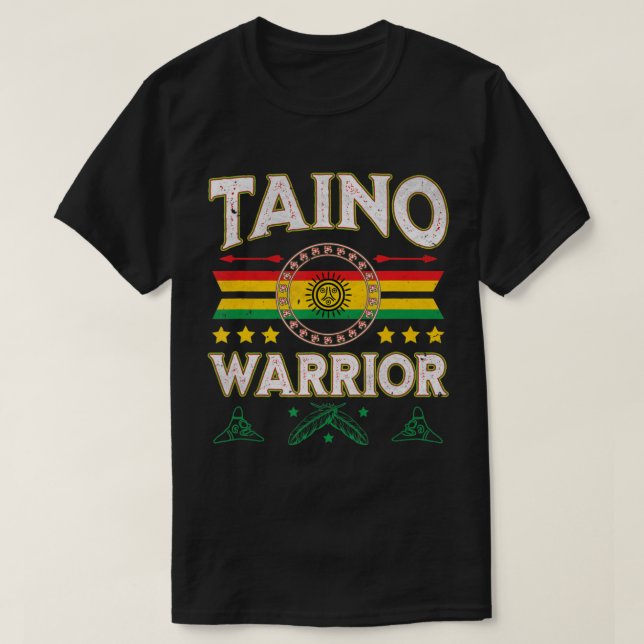 Camiseta Bandera de Guerrero Taino Nativo Estadounidense Ar (Diseño del anverso)
