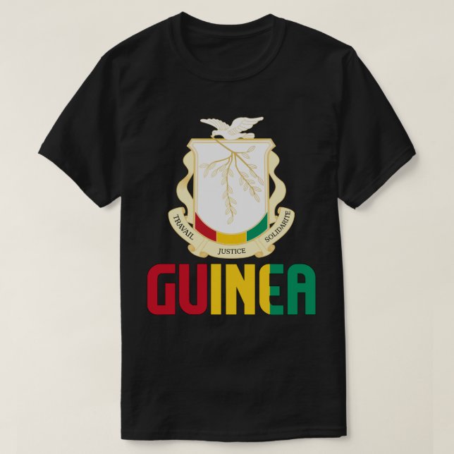 Camiseta Bandera de Guinea y Patriótico Del Escudo De Armas (Diseño del anverso)