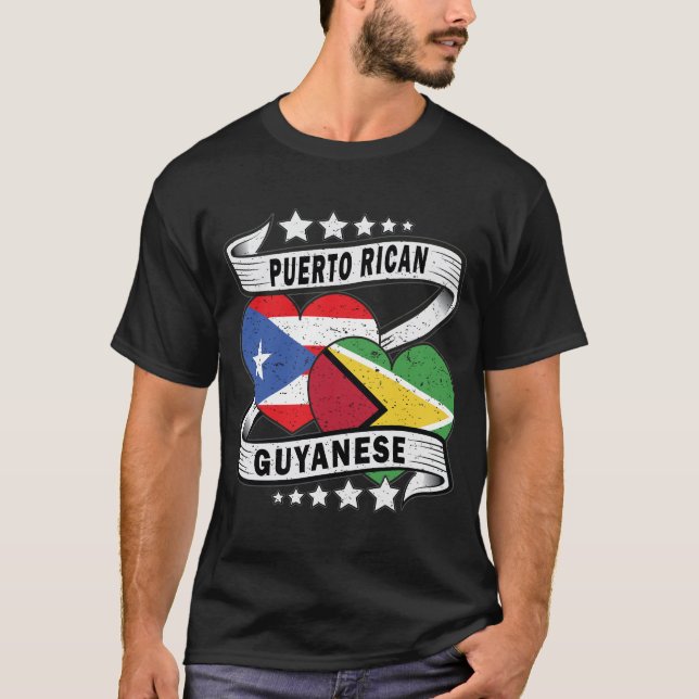 Camiseta Bandera De Guyana Y Puerto Rico (Anverso)