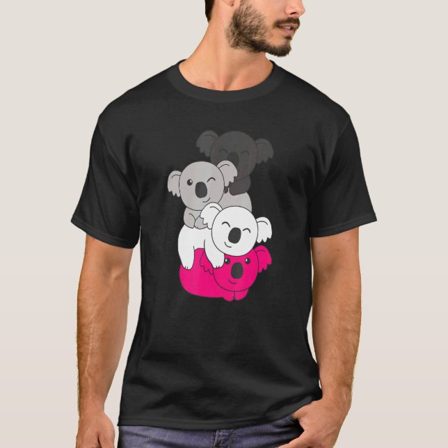 Camiseta Bandera de Gynephilia Pile Pride Lgbtq Koalas Gyne (Anverso)