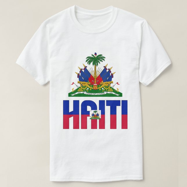 Camiseta Bandera de Haití y Patriótico del Escudo de Armas (Diseño del anverso)