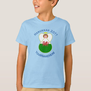 Camiseta Bandera de Hanukkah del Ángel Galés Personalizada 