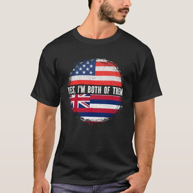 Camiseta Bandera de Hawái media americana en Estados Unidos (Anverso)