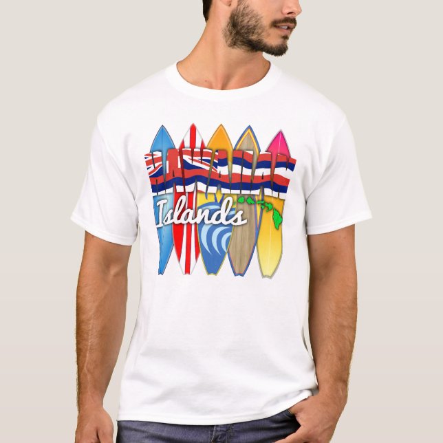 Camiseta Bandera de Hawaii de las tablas hawaianas (Anverso)