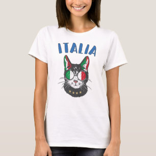 Camiseta Bandera de hincha italiana de mascota de gato de f