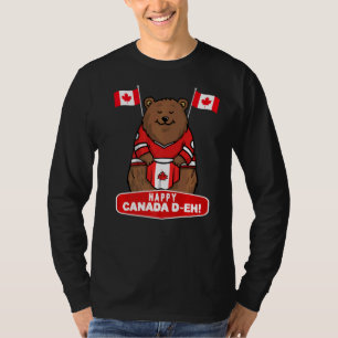Camiseta Bandera de hojas de arce canadiense Feliz Día de C