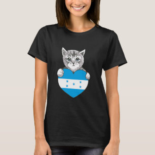 Camiseta Bandera de Honduras cortó el corazón del gato raíc
