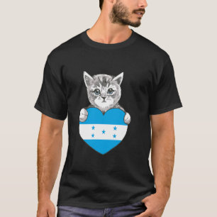 Camiseta Bandera de Honduras Gato Lindo Corazón Raíces Hond