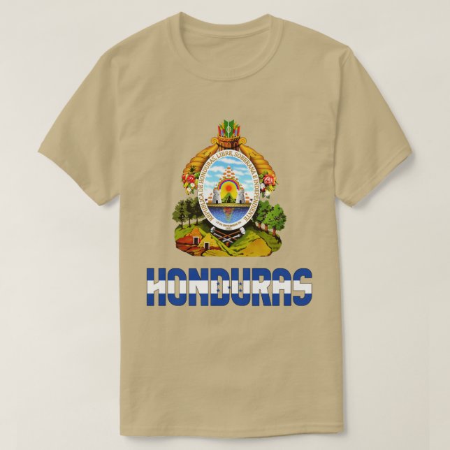 Camiseta Bandera de Honduras y Patriótico del Escudo de Arm (Diseño del anverso)