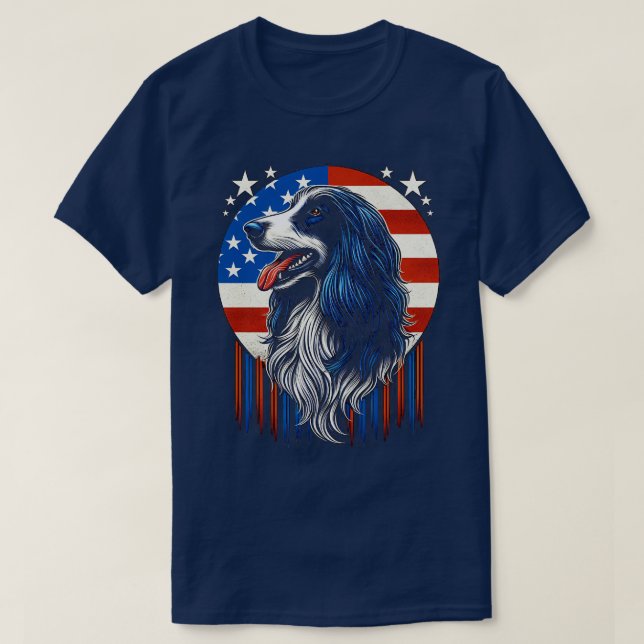 Camiseta Bandera De Hound Afgano Usa Dog Lover Divertido (Diseño del anverso)