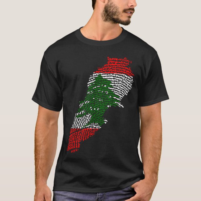 Camiseta Bandera de huellas digitales libanesa apoya la pro (Anverso)