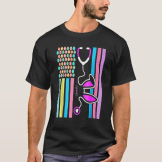 Camiseta Bandera de huevos norteamericanos Stethoscope Médi