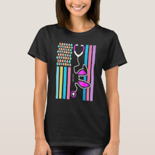 Camiseta Bandera de huevos norteamericanos Stethoscope Médi
