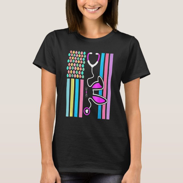 Camiseta Bandera de huevos norteamericanos Stethoscope Médi (Anverso)