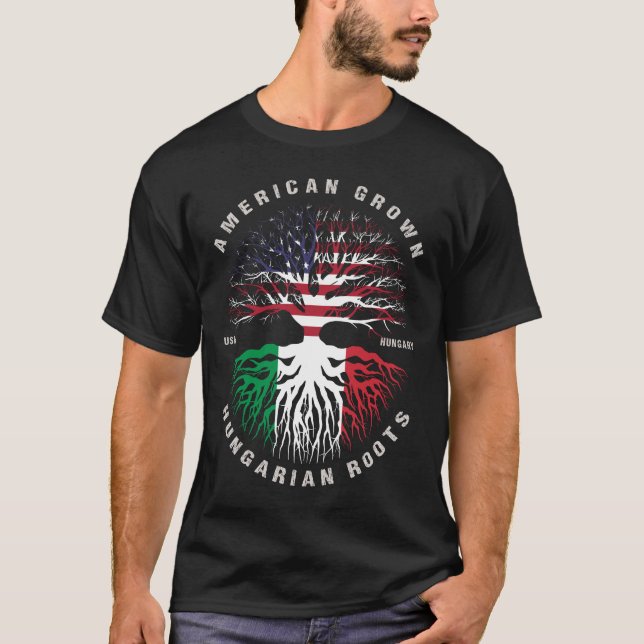 Camiseta Bandera de Hungría cultivada en Estados Unidos (Anverso)