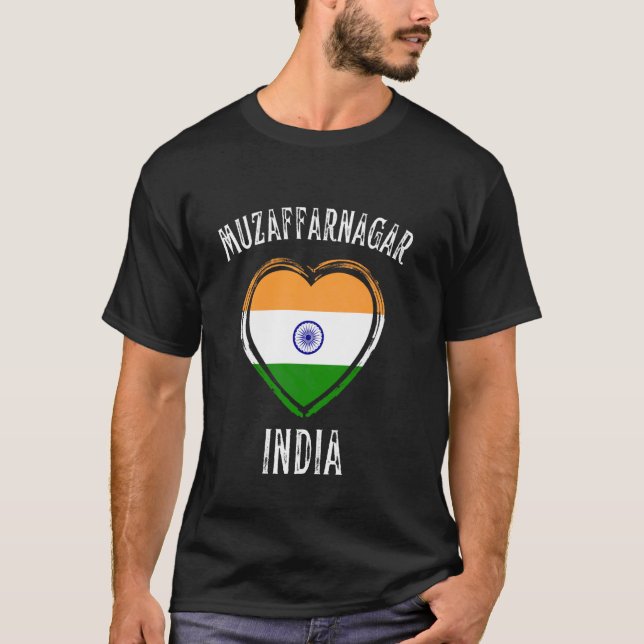 Camiseta Bandera de India Corazón Ciudad Muzaffarnagar (Anverso)