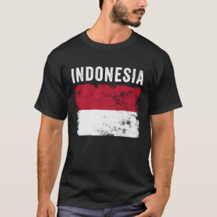 Camiseta Bandera de Indonesia Distressed Hombres Mujeres N