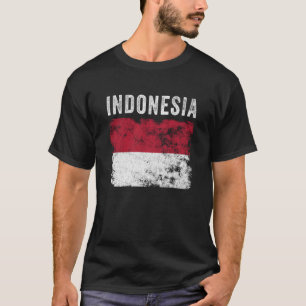 Camiseta Bandera de Indonesia Distressed Hombres Mujeres Ni