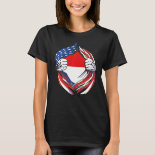 Camiseta Bandera de Indonesia Orgullo americano de mi mujer