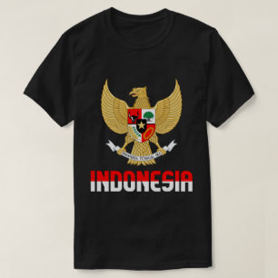 Camiseta Bandera de Indonesia y Patriótico Del Escudo De Ar