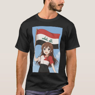 Camiseta Bandera de Irak Anime Heroína divertida