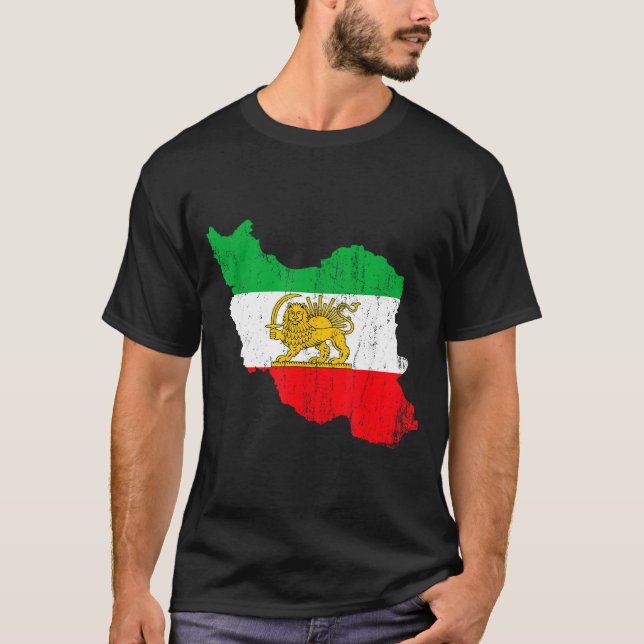 Camiseta Bandera de Irán Mapa León Persa (Anverso)