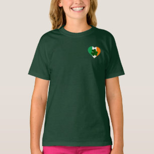 Camiseta Bandera de Irlanda Corazón con Shamrock St. Patri