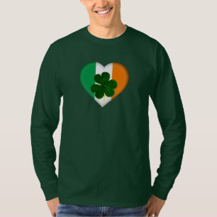 Camiseta Bandera de Irlanda Corazón con Shamrock St. Patric