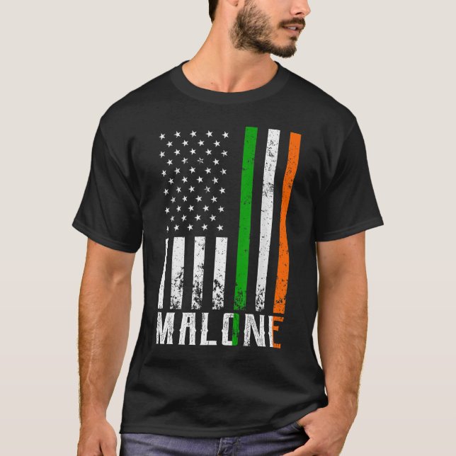 Camiseta Bandera de Irlanda de la familia irlandesa MALONE (Anverso)
