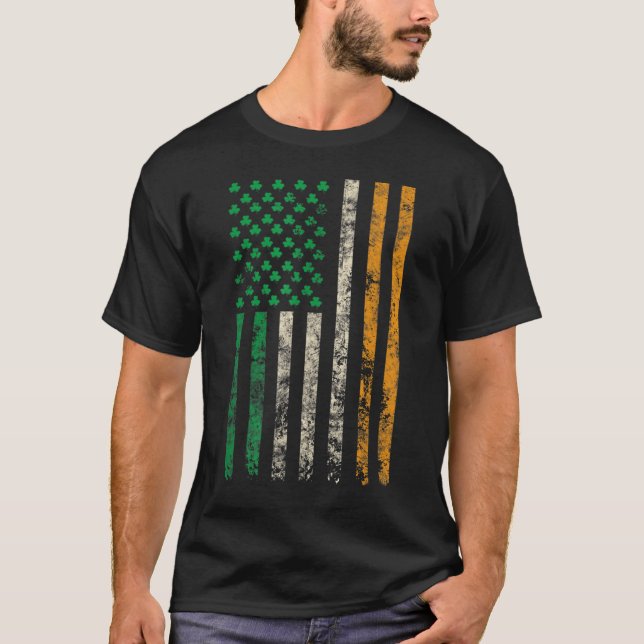 Camiseta Bandera de Irlanda estadounidense Shamrock Bandera (Anverso)