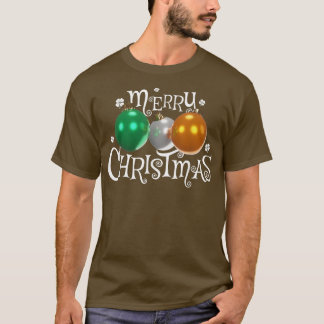 Camiseta Bandera de Irlanda Merry Christmas Balls Irish Pat