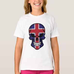 Camiseta Bandera de Islandia con calavera sonriente