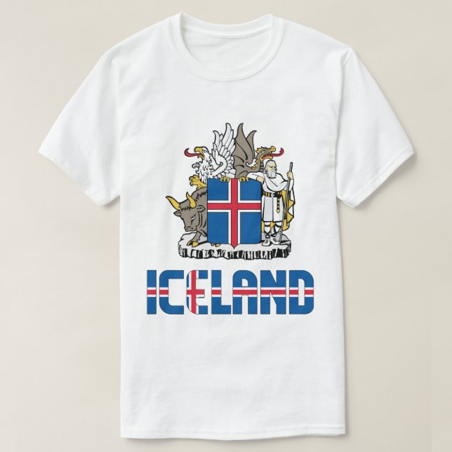 Camiseta Bandera de Islandia y Patriótico Del Escudo De Arm (Diseño del anverso)