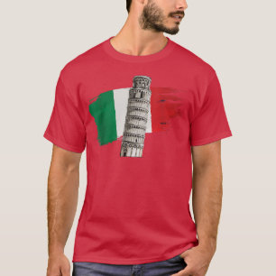Camiseta Bandera de Italia con Torre inclinada de Pisa en l