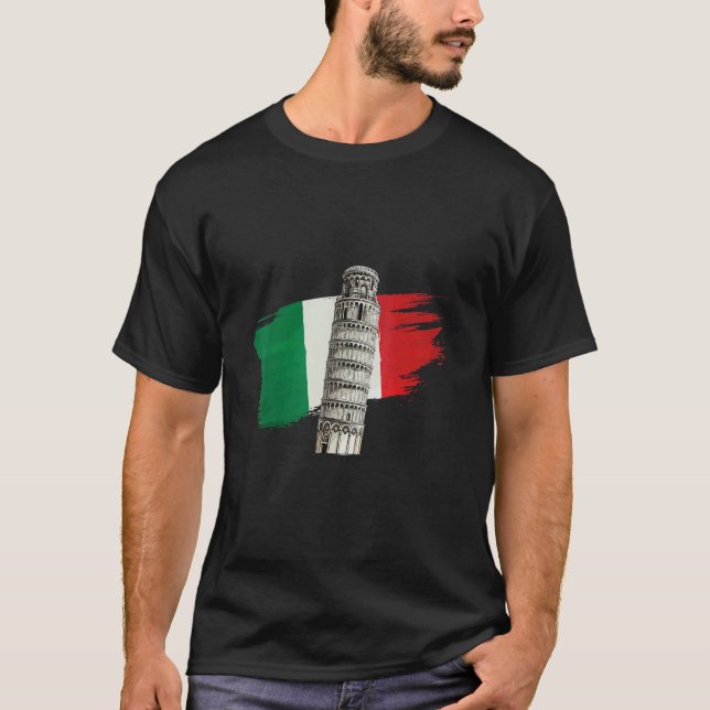 Camiseta Bandera De Italia Con Torre Inclinada De Pisa En L (Anverso)
