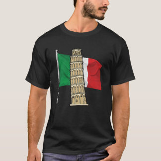 Camiseta Bandera de Italia con Torre inclinada de tierra it