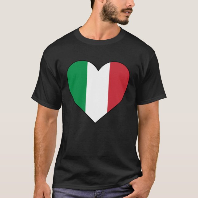 Camiseta Bandera de Italia Corazón Bandera Italiana Hombres (Anverso)