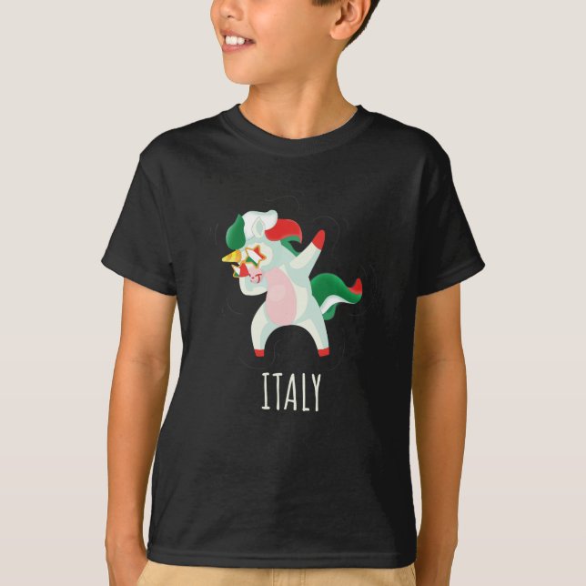 Camiseta Bandera de Italia Dabbing Unicorn (Anverso)